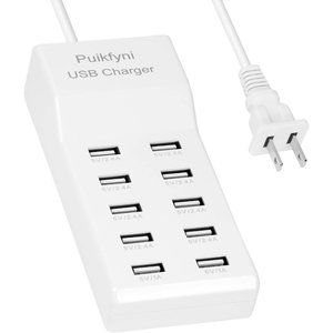 10-Port Family-Sized Smart USB Charger for Multiple Devices Smart Phone Tablet